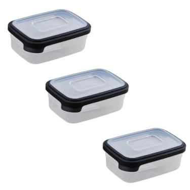 Imagem de Conjunto 3 Potes Plásticos Marmita 500ml Transparente,Vedação e BPA Free (Preto)