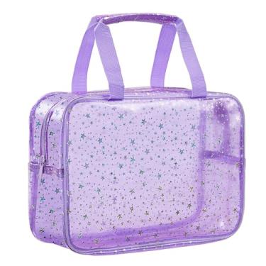 Imagem de UUYUUY Bolsa de maquiagem transparente de PVC, Roxa, Bolsa de maquiagem transparente
