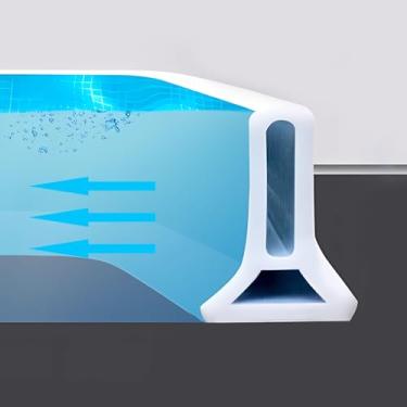 Imagem de Barragem de água dobrável de 192 cm, sistema de barreira e retenção de rolha de chuveiro, mantém a água dentro, separação seca e úmida para banheiro e cozinha, protetor de água do chuveiro para manter a água no chuveiro