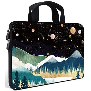 Imagem de AMARY Capas para laptop de 11,6 polegadas 12 polegadas, bolsa de neoprene para notebook, capa para Ultrabook, capa para tablet compatível com Apple MacBook Air, HP, DELL, Lenovo Asus (Mountains Galaxy)