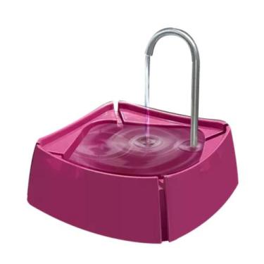 Imagem de Bebedouro Água 1L P/ Pet Gato Cão Fonte Elétrica Automático Rosa - Mec