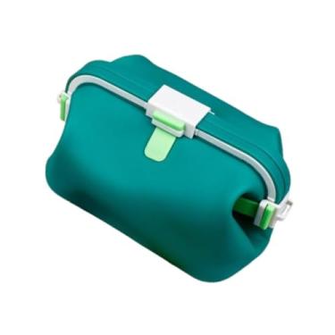 Imagem de IEUDNS Silicone Lunch Bow Box Storage Recipiente de Microondas Bolsa de Viagem Bolsa de Maquiagem Bolsa de Maquiagem para Escolar, Verde Escuro