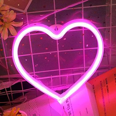 Imagem de LINJIA Love Neon, Dia dos Namorados Night Light Heart Neon logótipo LED Decoration Night LIGHT USB/Battery Birthday Party Room Decoration (rosa)