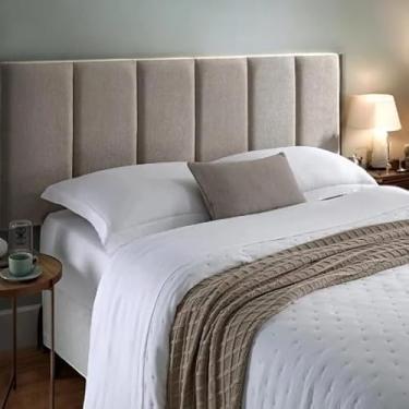 Imagem de Cabeceira Estofada Modular Cama Casal Queen 1,60mX45cm - Módulos Adesivos (Marfim - Linho)