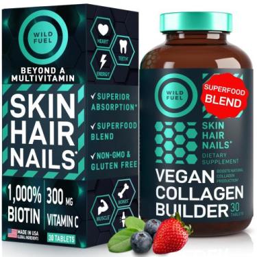 Imagem de Suplemento vegano construtor de colágeno WILD FUEL com biotina 30 comp