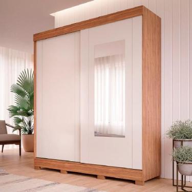 Imagem de Roupeiro Panan Ilhéus 2 Portas de correr com Espelho e Pés, Cinamomo/O