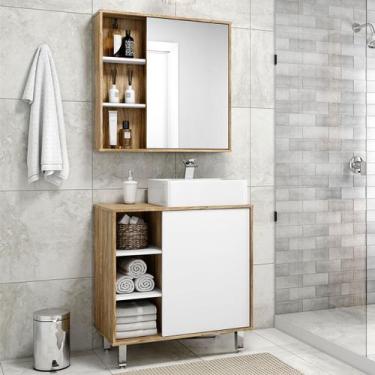 Imagem de Armário de Banheiro 80 Cm 2 Portas com Cuba Cartagena/Branco 001130 - 