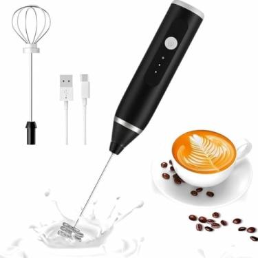 Imagem de Mixer Elétrico Portátil 2 em 1, Batedor com USB Tipo-C, 3 Velocidades, Cabeças Intercambiáveis para Café e Ovos, Baixo Ruído (Mixer Elétrico USB)