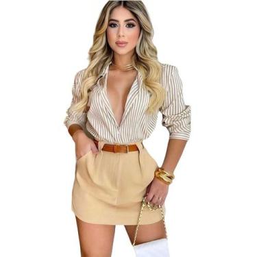 Imagem de Combo Presente Conjunto Feminino de frio 3 peças Camisa Social + Short