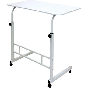 Imagem de Mesa De Cabeceira Ajustável Em Altura - Bandeja De Tv Portátil Com Rodas, Mesa Móvel Para Laptop Para Uso Doméstico, Sofá Ou Hospital - Design Compacto E Funcional, White, S