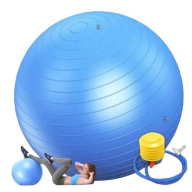 Imagem de Bola de Ginástica Suíça para Yoga e Pilates, Anti Estouro, com Bomba de Ar, Azul