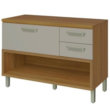 Imagem de Balcão Nesher Princesa 1 Porta 2 Gavetas 120cm Freijó Com Off White