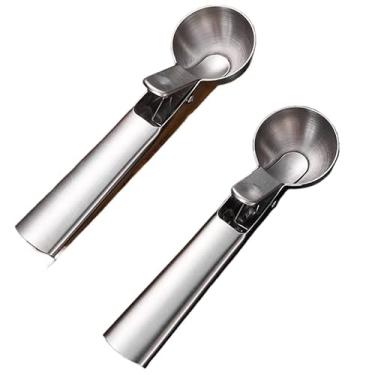 Imagem de Kit 2 Pçs Colher Pegador De Sorvete Inox Bola Fruta Com Ejetor Profissional(1 Kit(Promoção))