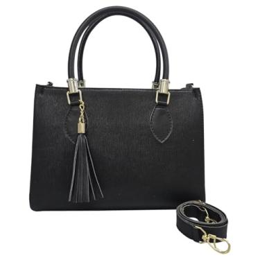 Imagem de Bolsa De Ombro Feminina Transversal Média De Mão Baú Alça Removível (Preta)