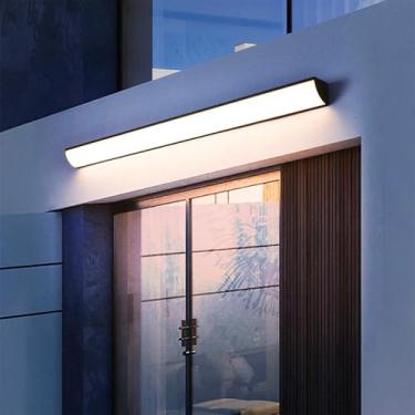 Imagem de Luminária de parede de jardim ao ar livre moderna luzes de parede LED interna/externa IP65 à prova de chuva alumínio acrílico 3000K/4000K/6500K para corredor pátio varanda (luz quente preta, 200 cm)