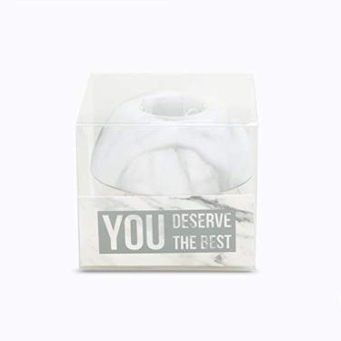 Imagem de Suporte de clipes de papel redondo, suporte de clipes de papel magnético branco de mármore com mini clipes de papel organizador de mesa para escritório escola casa