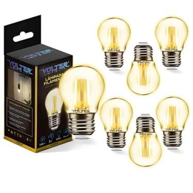 Imagem de Kit 7 Lâmpada Led retro Bolinha G45 2w Filamento Volter Bivolt E27 2200k Branco Quente