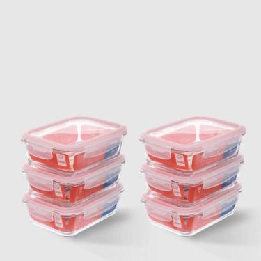 Imagem de Kit com 6 Potes de Vidro Herméticos Retangulares 1L Invicta, Único