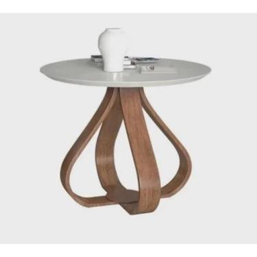 Imagem de Mesa de Jantar Tampo e Vidro Laqueado Base Cebola 90cm Branca ***SOMEN