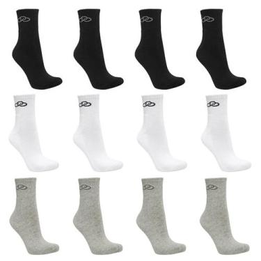 Imagem de Kit Meia Cano Médio Olympikus 12 Pares Masculina, Branco, Cinza, 39/44