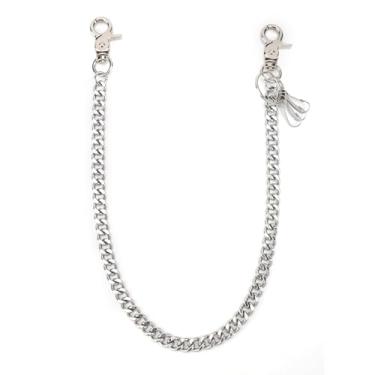 Imagem de Mikovivi Correntes de Calça Jeans Punk Prateadas, Calças Hip Hop Góticas Corrente de Cinto Chaveiro Metal Resistente com Fecho Segurança para Homens e Mulheres