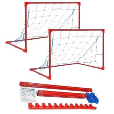 Imagem de Kit Mini Soccer Master Rede 2 Traves Com Redes, Vermelho, Único, Homem