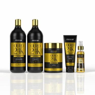 Imagem de Kit Profissional Ouro 24K Remineralização e Hidratação 5 Itens - PROHA
