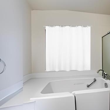 Imagem de ABSENK Cortina de chuveiro impermeável para janela interna do chuveiro, 101 x 101 cm, cortina de plástico curto para janela de banheiro vinil resistente com ganchos, branca, 101 x 101 cm