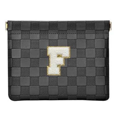 Imagem de HIGH FIT Bolsa de cosméticos de couro para bolsa, bolsa de maquiagem inicial organizador de acessórios cosméticos para batom, Preto, F