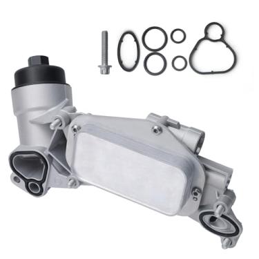 Imagem de Adaptador de montagem do filtro do refrigerador de óleo do motor com junta, inserção de filtro, tampa | Apto para Chevy Aveo Cruze Aveo5 Sonic Tra, Pontiac, G3, Saturn, Astra, 1.6L 1.8L | OE 93186324