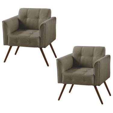 Imagem de Kit 02 Poltronas Decorativa Bia Couro Fendi