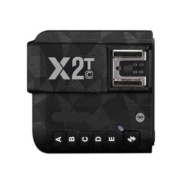 Imagem de Adesivo de flash de câmera antiarranhões para Godox X2T sem fio flash gatilho flash coat wrap película protetora corpo protetor capa de pele X 2T (triângulo preto)