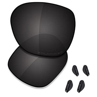 Imagem de SAUCER Lentes de reposição premium e protetores de nariz para Oakley Overtime OO9167 | Overtime Low Bridge Fit OO9210 Óculos de sol de alta definição - preto carbono polarizado