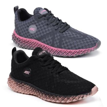 Imagem de Kit 2 Pares Tênis Ortopédico Feminino Ascension – Conforto, Estilo e Leveza para Caminhar Bem Todos os Dias (Grafite+Pink/Preto+Rose, BR, Adulto, Numérico, 36)