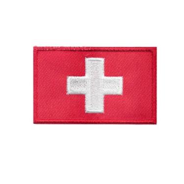 Imagem de Ruoming Ruoming 1 peça bandeira nacional 4 adesivos de ferro, 8 x 5 cm, adesivos bordados para roupas, bolsas (Suíça)