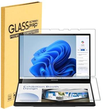 Imagem de Pacote com 2 protetores de tela de vidro temperado para laptop ASUS Zenbook Duo 2 em 1 2025-2024 2025-2024 Dual 35.6 cm OLED (UX8406) sensível ao toque, resistente a arranhões, antiimpressão digital