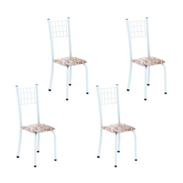 Imagem de Kit 4 Cadeiras Tubular 95x37x40 Cm Dany Botanic Bege / Branco