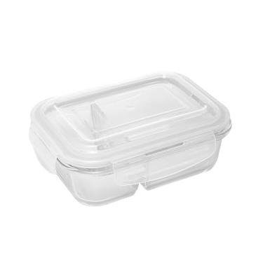 Imagem de LYOR - Pote Hermético de Vidro Borossilicato Resistente A Calor com Divisória e Tampa Plástica 640ml