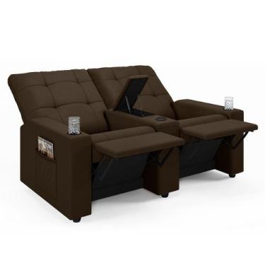 Imagem de Poltrona do Papai Reclinável Cinema 2 Lugares Manual Baú USB Haifa F05