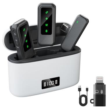 Imagem de realmoon Microfone sem fio de encaixe JL8pro para iPhone/Android/câmera/PC/laptop, oferecendo áudio sem perda de nível de CD de 32 bits de 48 KHz, perfeito para vídeos, podcasts, vlogs no YouTube