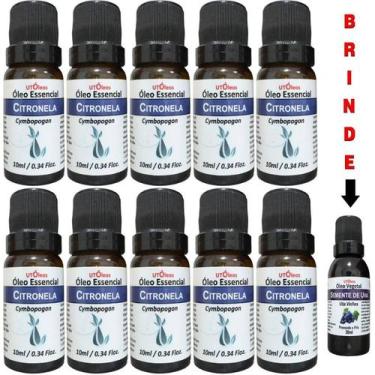 Imagem de 10x Óleo Essencial De Citronela 100% Puro 100ml - Utoleos