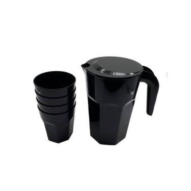 Imagem de Kit Suco 1 Jarra De 1,5 Litros 4 Copos De 400 Ml Preto Opaco