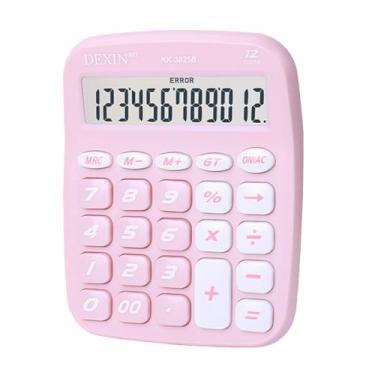 Imagem de Calculadora fofa 12 dígitos LCD LCD Exibir Big Button Candy Candy Desktop Calculator Adequado para a escola de escritório para crianças contador de estudantes (Rosa)