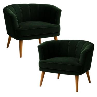 Imagem de Kit 2 Poltronas para Sala de Estar Moderna Tecido Veludo Macio Pés de 