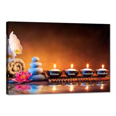 Imagem de Impressão em tela inspiradora de flor de lótus, citações de ioga, pôster positivo relaxante, impressões imagens para decoração de parede de escritório zen, arte emoldurada pronta para pendurar