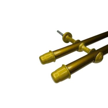 Imagem de Varão de cortina de Aço 2,0 metros Duplo 19mm fino Bastão de cortina Ferro Varão Duplo(Ouro Velho)