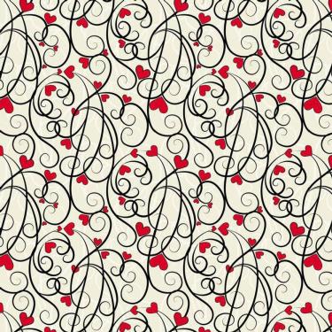 Imagem de Papel De Parede Corações Linhas Pretas Adesivo Quarto Sala