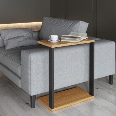 Imagem de Mesa de Canto 100% MDF Estilo Industrial F36 Freijó Preto Fosco Dalla Costa