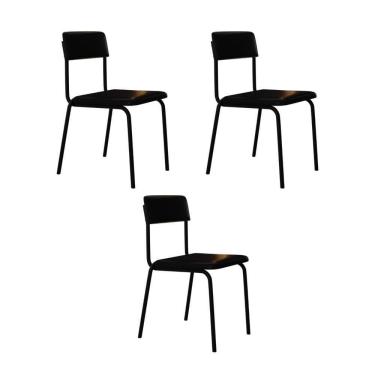 Imagem de Cadeira Fit Fixa C/4 Pes 475 X 505 X 810 Mm C/3 Un. Courino Preto Courino Preto