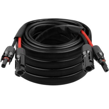 Imagem de Cabo solar 10AWG – Cabo de extensão de painel solar de 30 m, fio fotovoltaico de calibre 10 com manga protetora retardante de chamas, conector impermeável fêmea e macho para trailer, sistemas